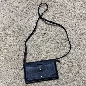 Kate Spade Black Pebbled Leather Alegra Larchmont Ave Crossbody Bag